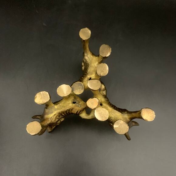 Vintage Black Agate Sphere Orb Crystal with Brass Elephant Stand - Picture 11 of 14